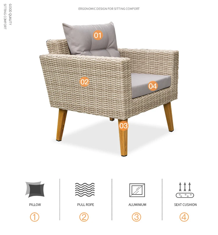 All Weather Modern High Quality Patio Garden Rattan Furniture Wicker Outdoor Rattan Sofa