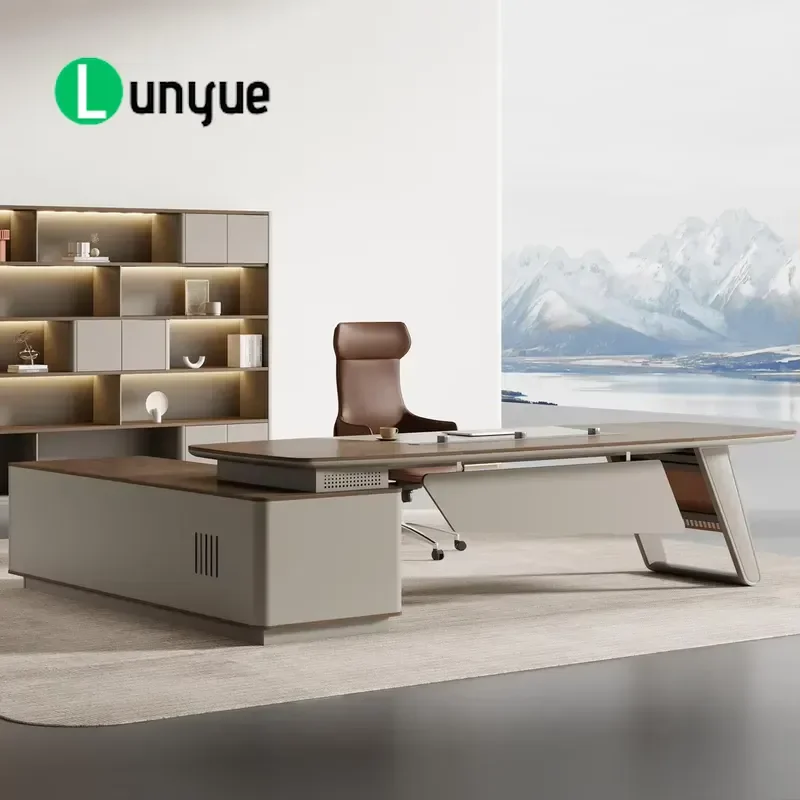 Modern Wooden Computer Desk with Storage Modular Office Manager Desk Commercial Administrative Workstation for Home Office