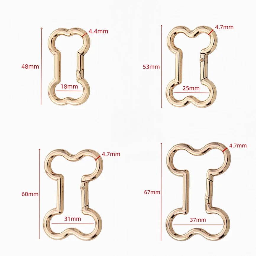 2/4/6pcs Carabiner Rock Aluminum Mountain Buckle Bone Shape Locking Clasp Keychain Multifunction Tools Jewelry Findings