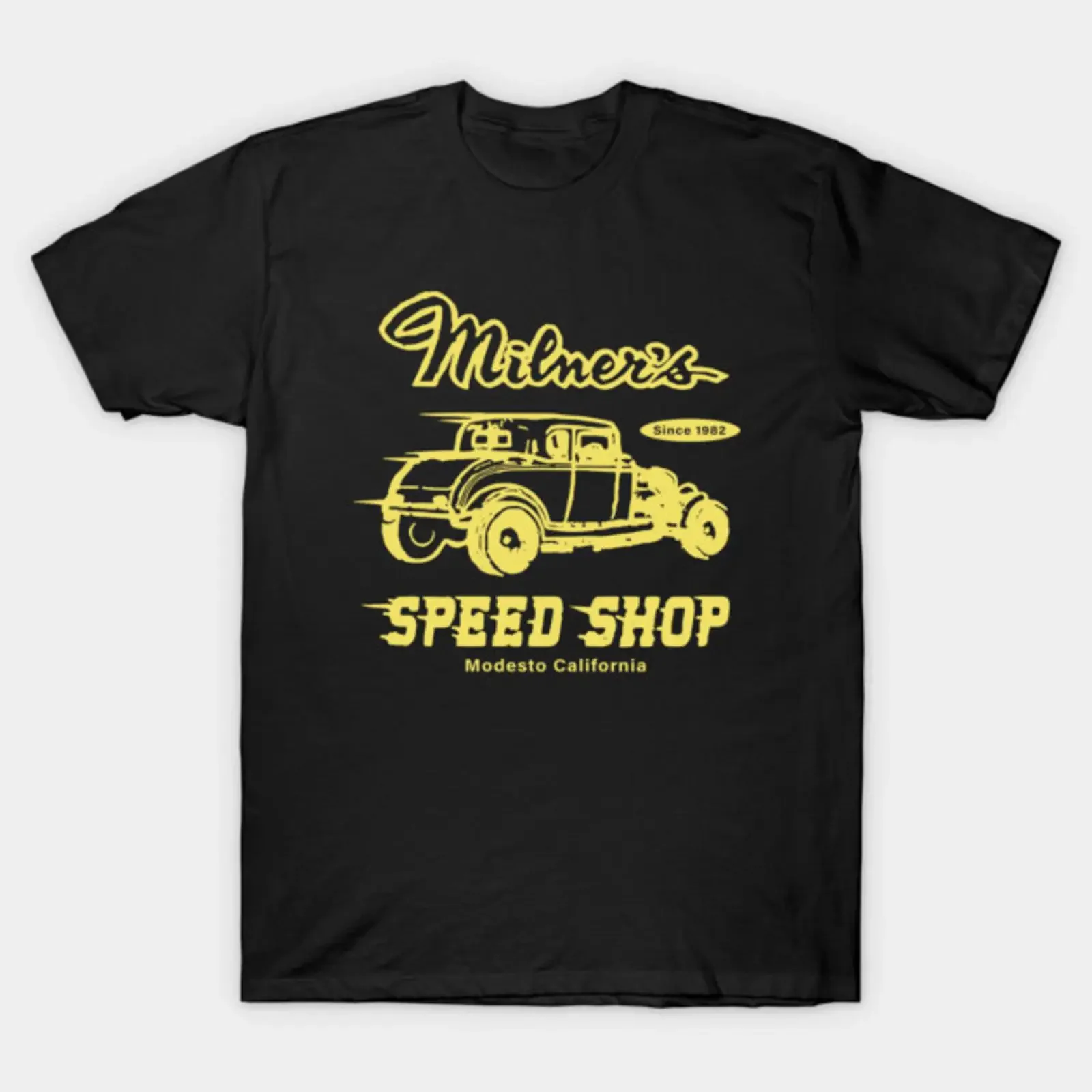 Milners Speed Shop American Graffiti Hot Rod T Shirt vintage Washed Stretched designer clothes Stylish Comfortable fashion