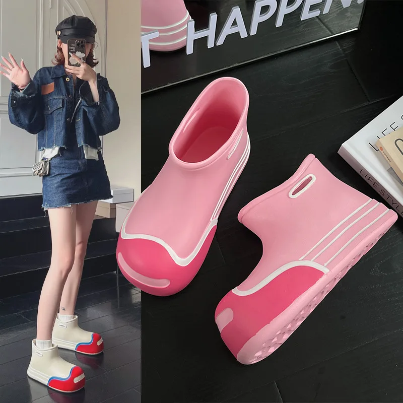 Rain Boots Women's New Waterproof Rubber Shoes Cute Children's Rain Boots Comfortable Garden Work Shoes Kawaii Short Boot Botas