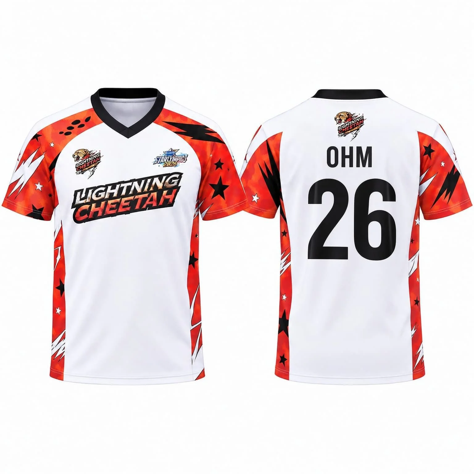 Gmmtv Starlympics 2026 Lightning Cheetah Trikot Thailand Fans Sport Unisex V-Ausschnitt T-Shirt Damen T-Shirt Herren T-Shirt Rotes Team-Trikot – Detail 9