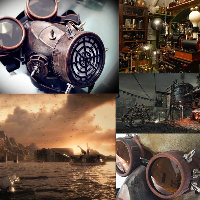 نظارات Steampunk العتيقة للبالغين ، نظارات سائق معدنية ثقيلة ، عدسات الكسوف ، خوذات على الطراز القوطي ، ديكورات الهالوين التنكرية