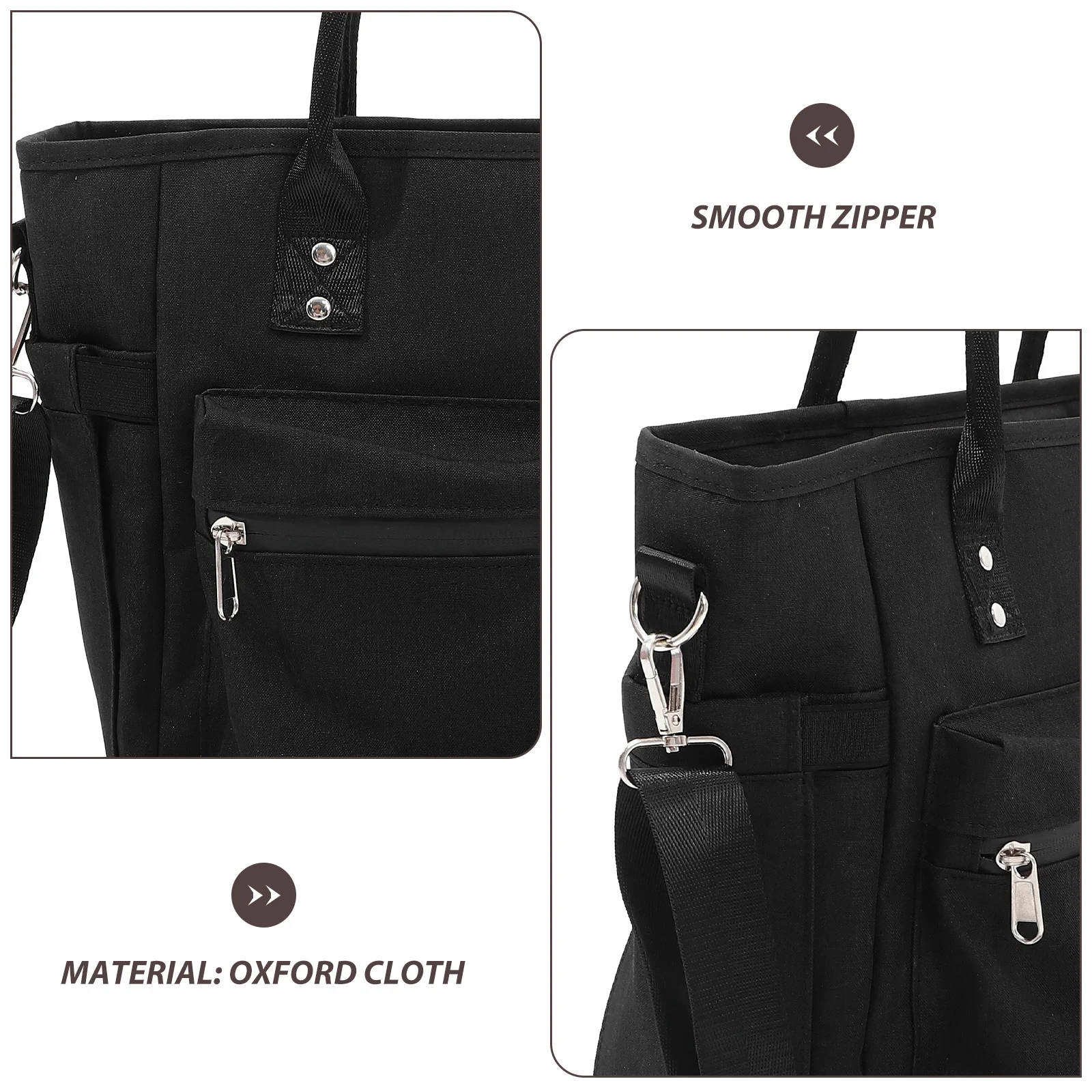 

Insulated Oxford Cloth Lunch Bag Large Capacity Portable Handle Comfortable Grip Smooth Zipper Lunch Pouch Black