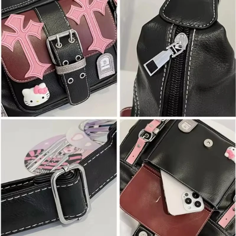 حقيبة كروس هالو كيتي القوطية، حقيبة كتف على طراز فتاة حارة، تصميم سعة كبيرة، حقيبة يد رائعة جدًا، هدية عيد الميلاد #5