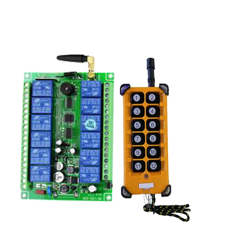 

3000m DC 12V 24V 36V 48V 12CH Radio Controller RF Wireless Remote Control Overhead travelling crane System Receiver+Transmitter