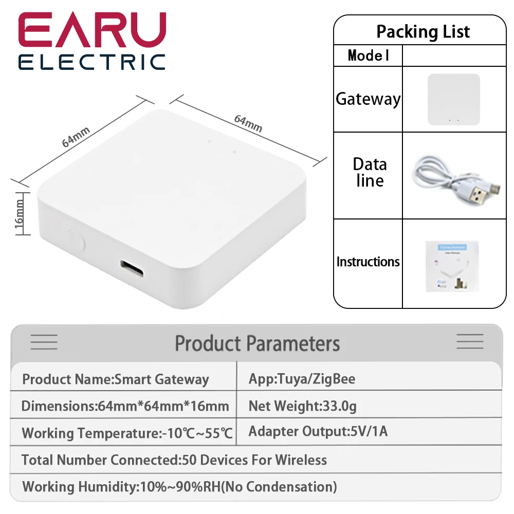 Tuya ZigBee 3.0 Gateway Hub Smart Home Wireless Bridge Smart Life APP Remote Control Automation Device Współpracuje z Alexa Google