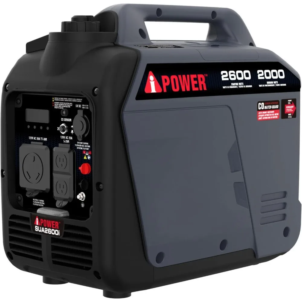 

Portable 2600W A-iPower Ultra-Lightweight Inverter Generator, RV-Ready, EPA and CARB Certified with CO Sensor for Backup Home Us