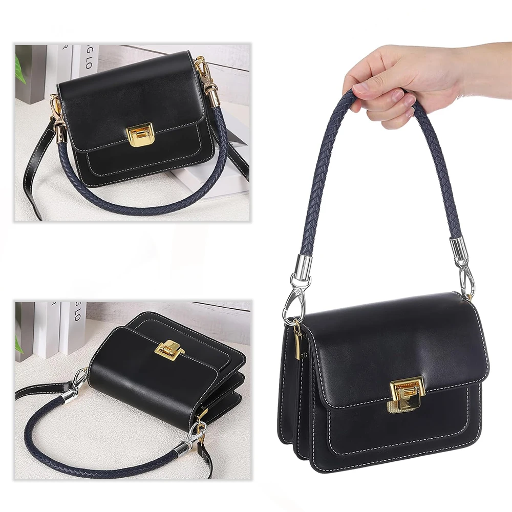 2pcs 60cm Leather Braided Bag Short Handles DIY Replacement Purse Strap for Women's Shoulder Handbag Belt Accessories Detachable