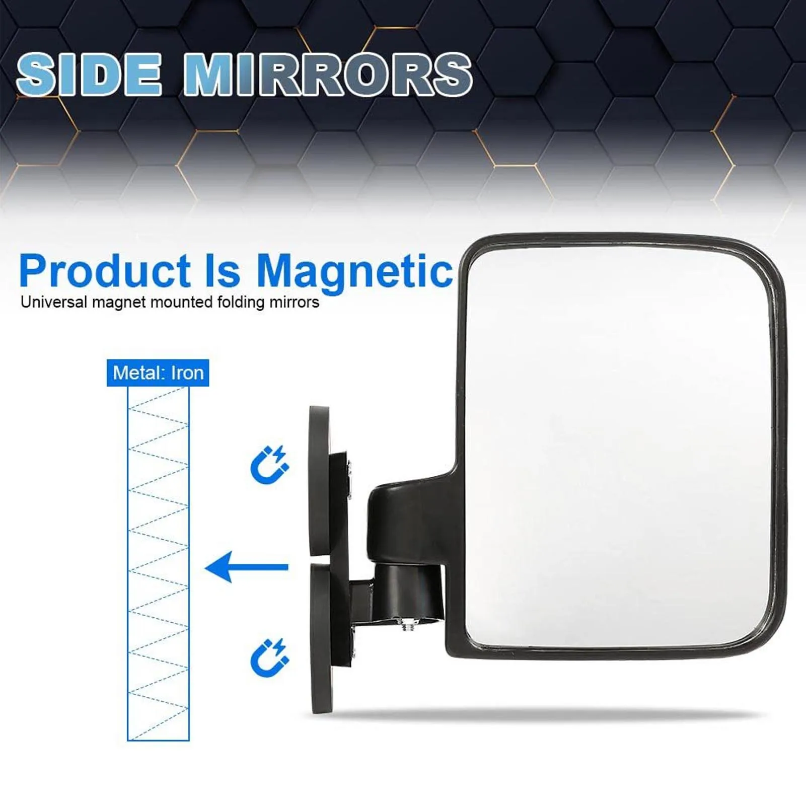 Forklift Side Mirror  Magnetic Convex  Resist Weatherproof ABS Tractor Side Mirror for Excavator Golfing Cart