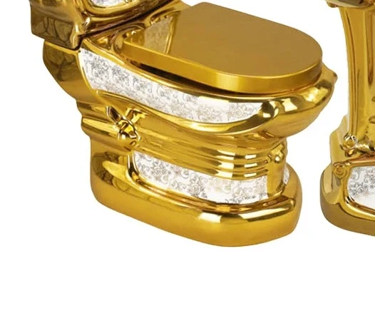 

Hot Selling Ceramic Luxury Golden Plated Toilet And Sink Gold Color Bathroom Toilet Bowl Set