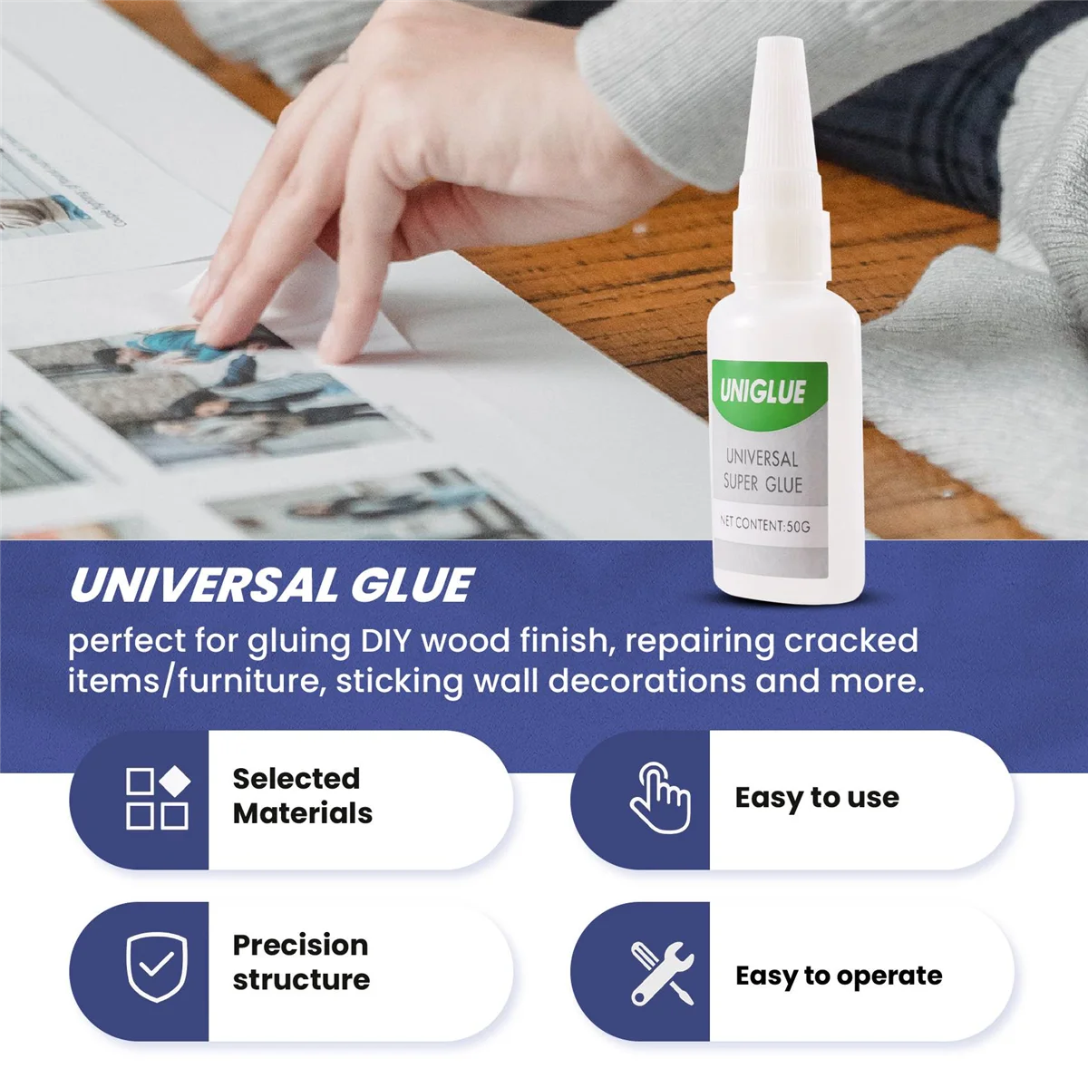 Uniglue Universal Super Glue Strong Plastic Glue for Resin Ceramic Metal Glass