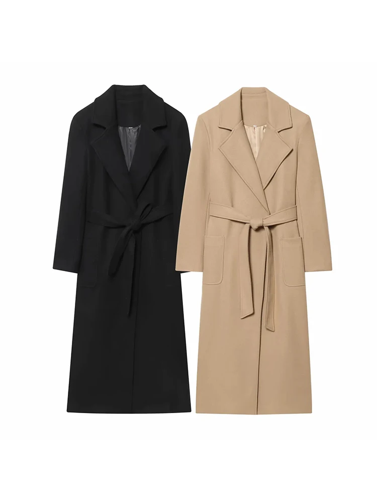 Women Vintage Overcoats Autumn Winter Female Thicken Long Coats With Belt Lady Blazer Lady Jacket