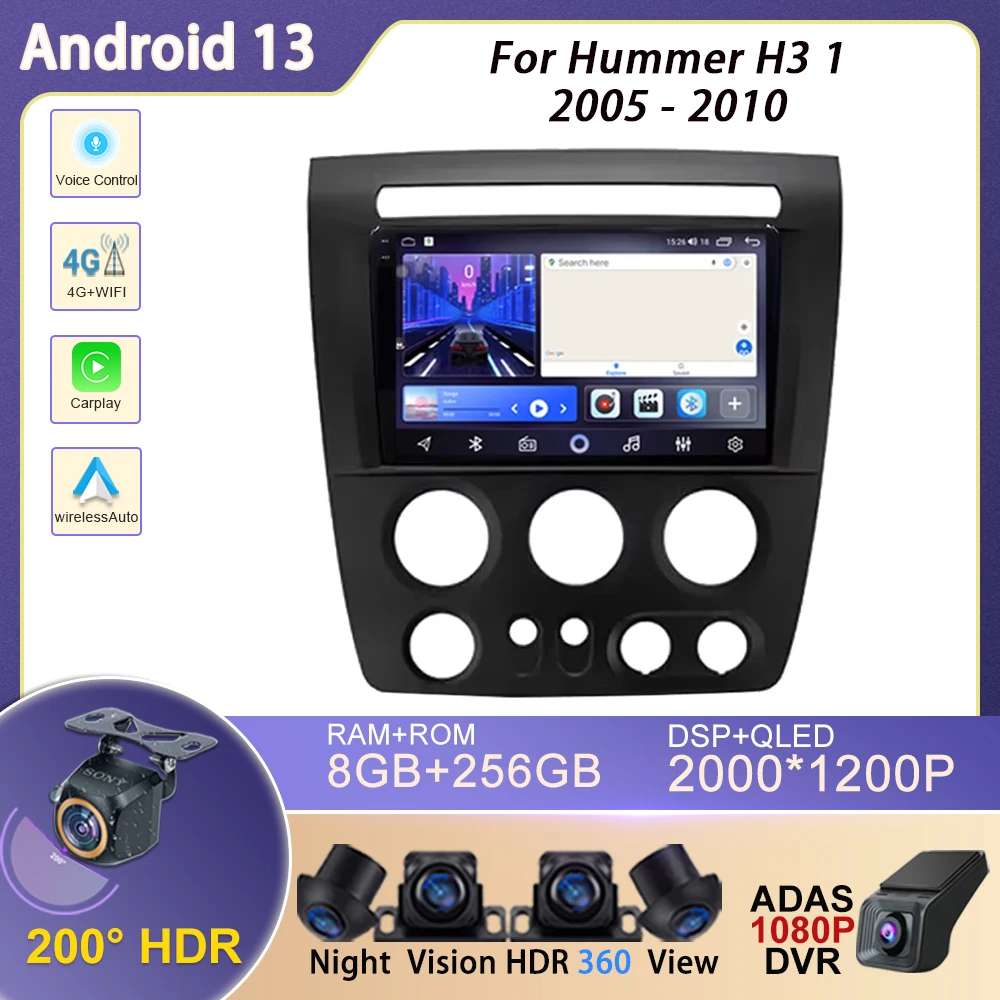 

Android 13 For Hummer H3 1 2005 - 2010 Car 5G wifi Auto Radio Stereo Multimedia Player GPS Navigation High-performance