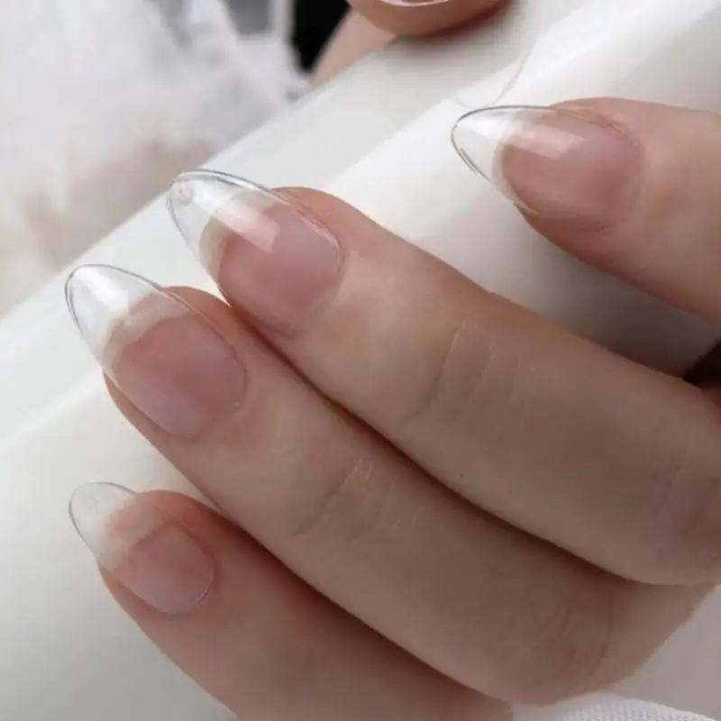 120-600Pcs Frauen Falsche Nagel Tipps Weiche Gel Fingerspitze Semi-matte Platz Mandel Französisch Sarg Volle Abdeckung nägel Verlängerung