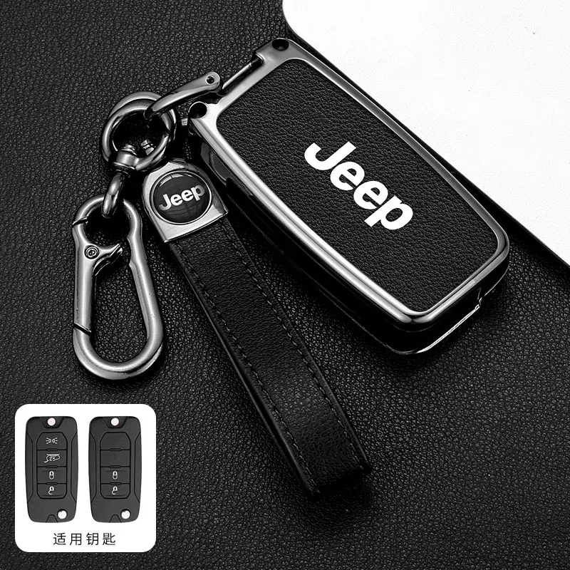 Metal Car Flip Key Case Cover Shell Fob For Jeep Compass Renegade 2016 2019 4 Buttons Folding Keyless Protector Bag Accessories