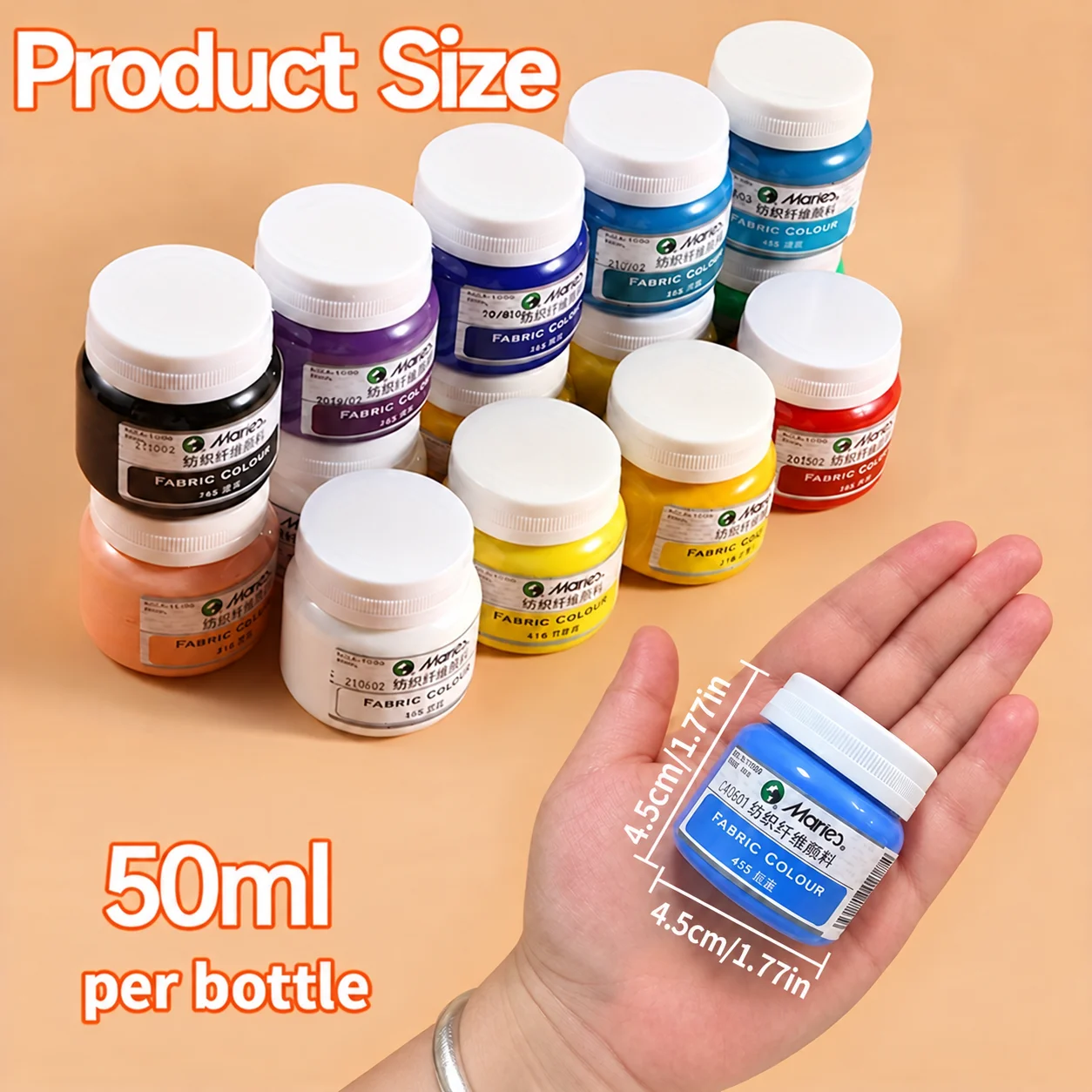 2 Bottle Marie's Fabric Paint,50ml/1.7oz-21 Colors for Clothes Permanent for Shirts,Shoes,Jeans,Canvas Bags, DlY Projects
