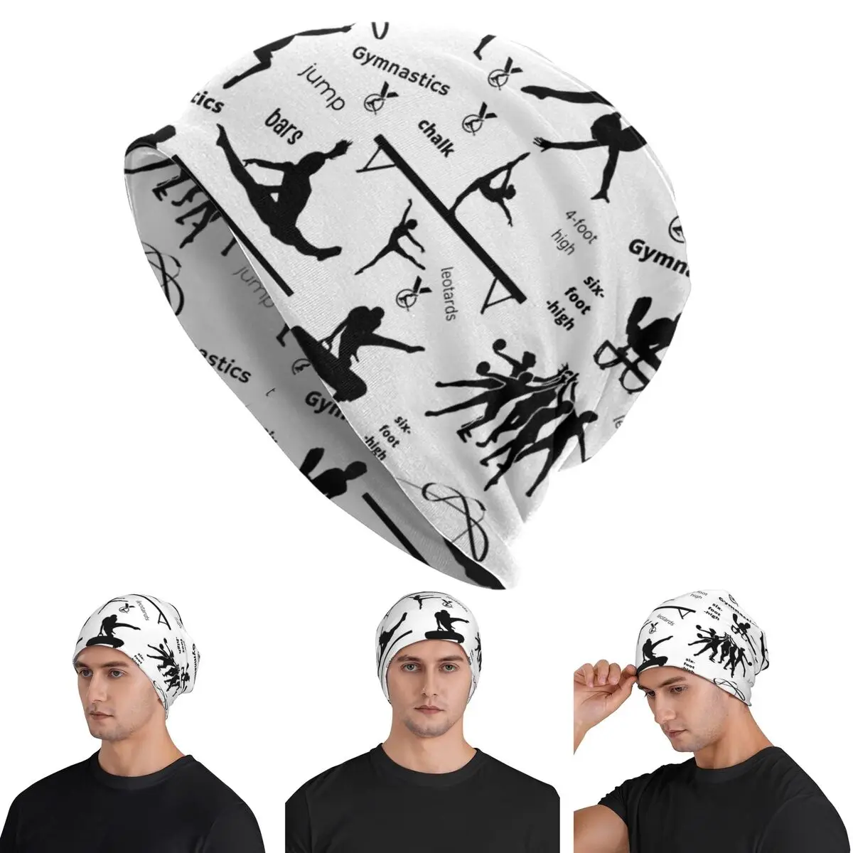 

Gymnastics Print Skullies Beanies Hats Warm Autumn Winter Outdoor Cap Knitted Bonnet Caps for Men Women Adult