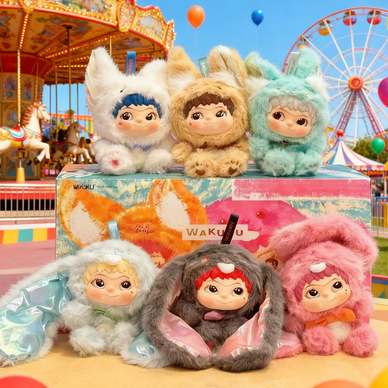 

2025Новая серия Wakuku Fox and Rabbit Mischief, загадочная коробка, виниловая кукла Kawaii, и плюшевая игрушка, серия подвесок Kawaii, игрушка в подарок и
