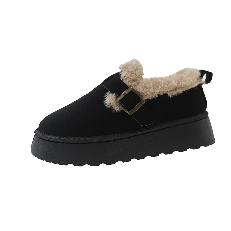 2026 Women Winter Keep Warm Short Plush Suede Needle Buckle Boots Fashion Thick Sole Snow Boots Non-slip Platform Boots 36-40