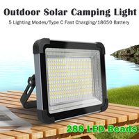 288 LED Camping Solar Light Type C Rechargeable Searchlight High Power Emergency Lights Outdoor Waterproof Hanging Night Lamp