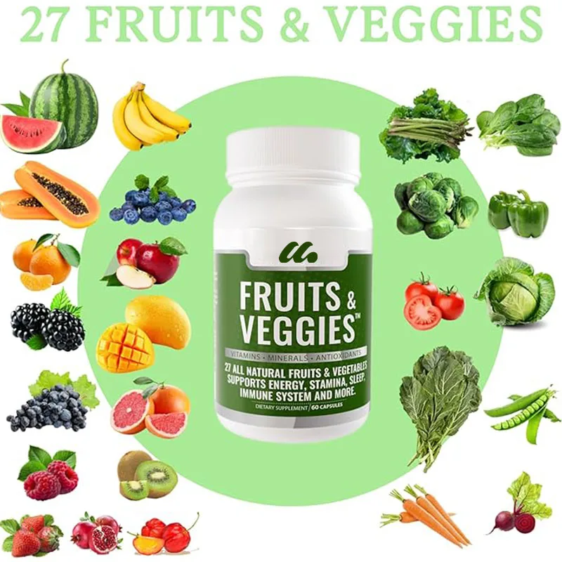 Fruit and vegetable supplements -27 adult superfoods, fruit and vegetable vitamins -60 vegetarian fruit capsules