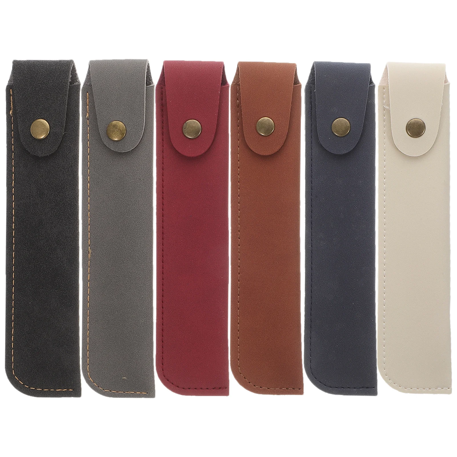 6Pcs 단일 펜 홀더 파우치 슬리브 PU 펜 케이스 이동 중에도 학교 사무실 문구 용품을위한 소형 보호 커버