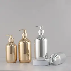 300/500ml Round Rust-proof Liquid Soap Body Wash Dispensers Gold Chrome Plastic Hand Soap Dispensers Bathroom Shampoo Bottle