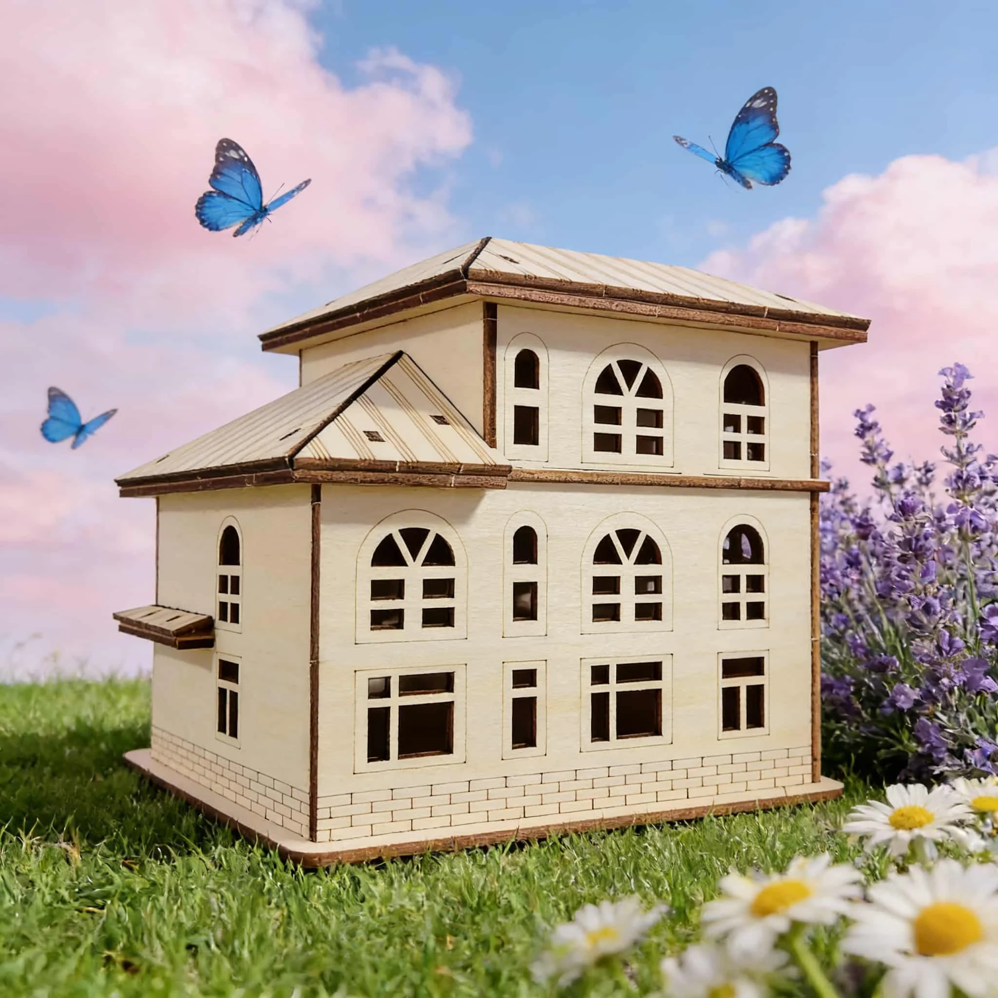 3D Wooden Puzzle Model of a Small House or Villa | Wooden Educational DIY Assembly Toy | Educational Toy for Children