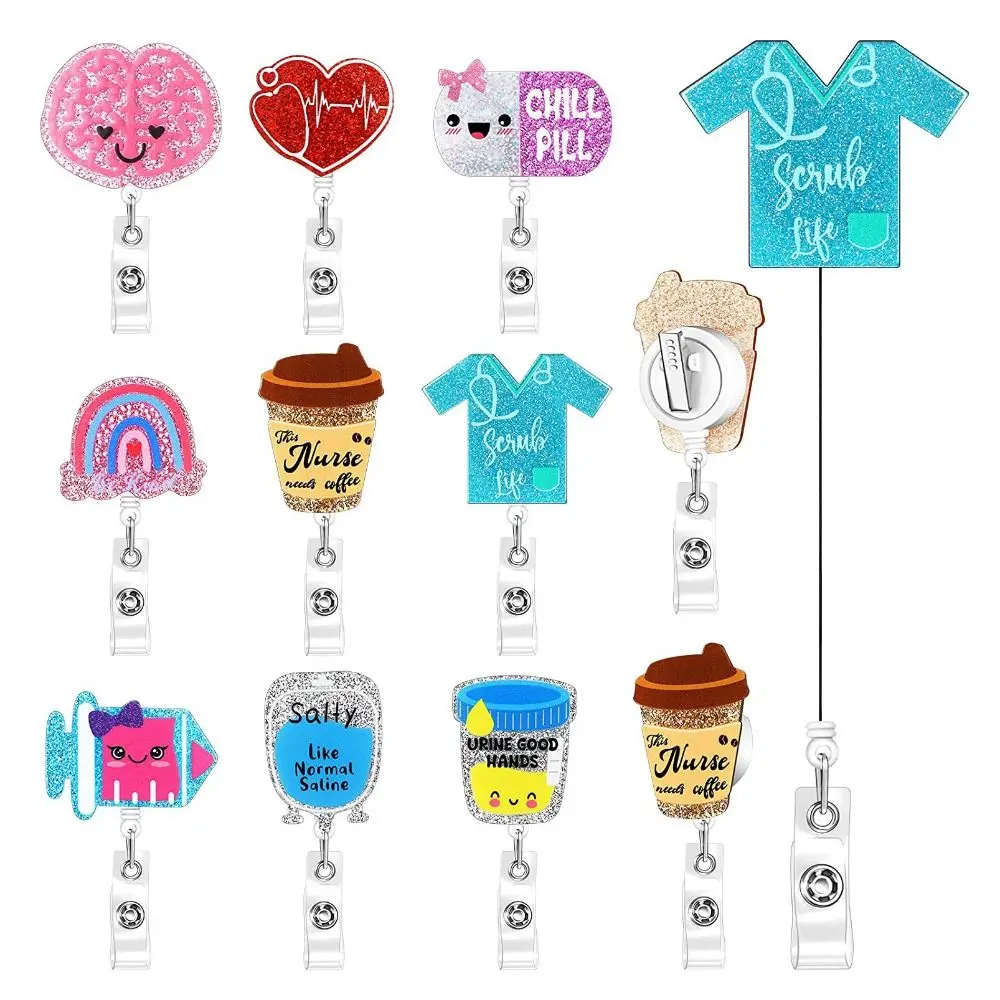 Name Card Holder Chest Card Holder Nurse Doctor Hospital Badge Holder ID Card Clips Retractable Badge Reel Nurse Badge Holder
