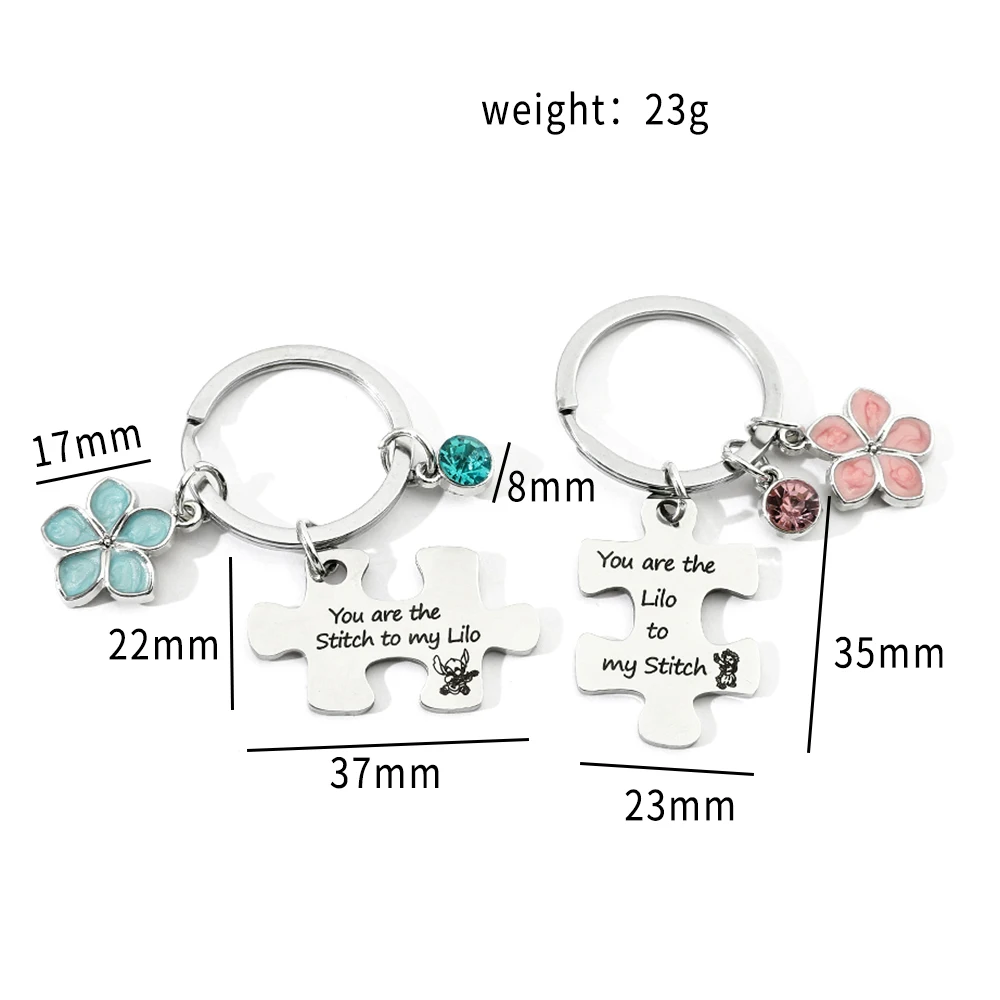 Lilo And Stitch Stainless steel Keyring Ohana Means family Keychain Creative Charm Fashion Jewelry Accessories Cosplay Keyring