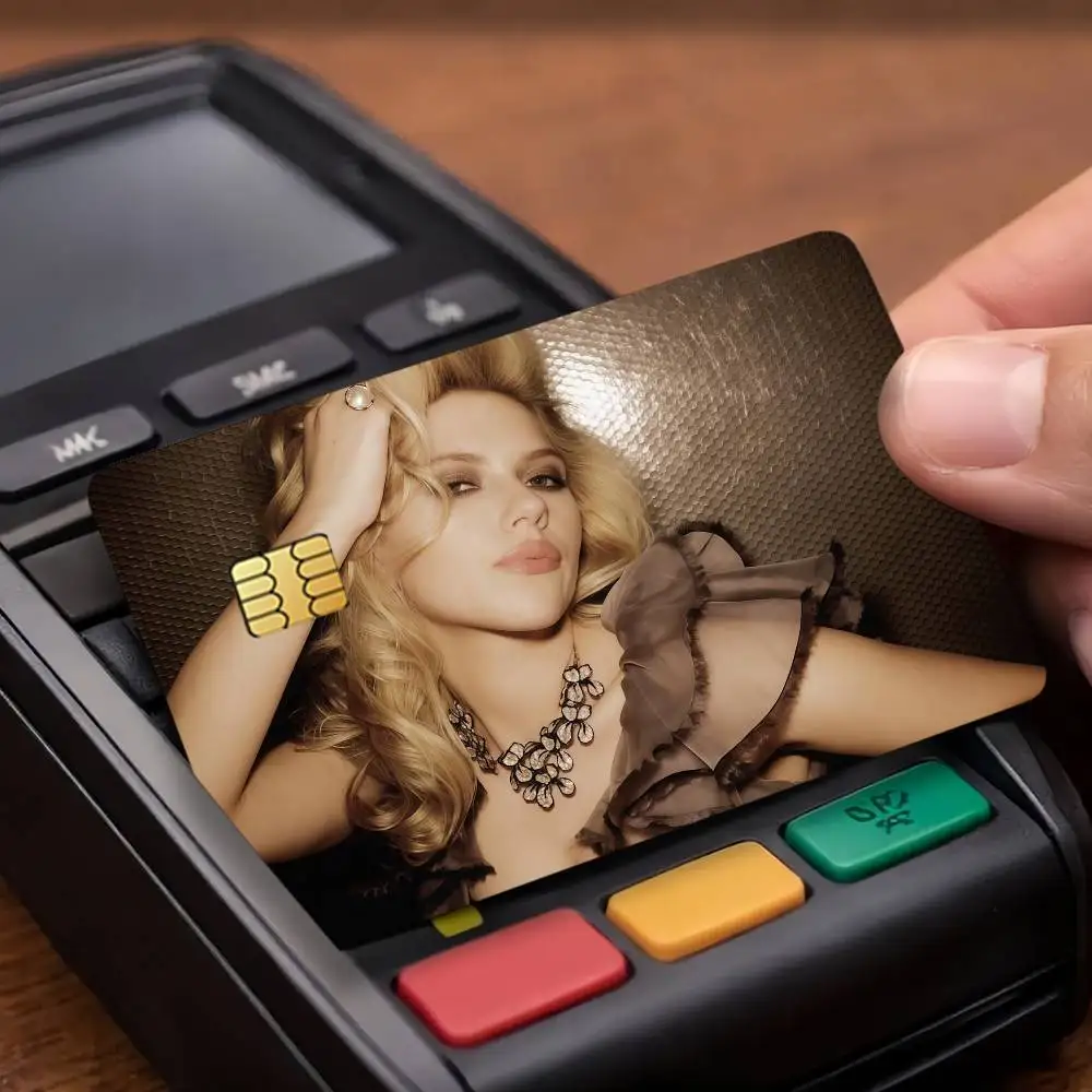 S-Scarlett J-Johansson Actor Credit Card Public Transportation Cards Protective Sticker Waterproof Card Face Decoration 4PCS