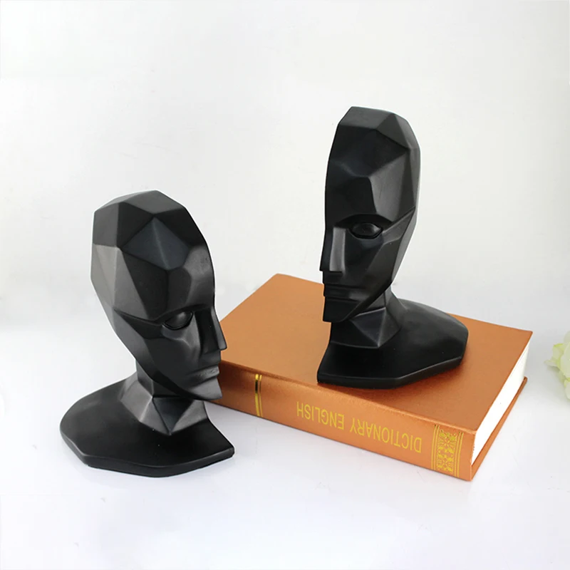 Resin Human Face Brain Bookends Vintage Book Stopper Adjustable Bookshelf Stand For Books Home Office Decorations Desk Organizer