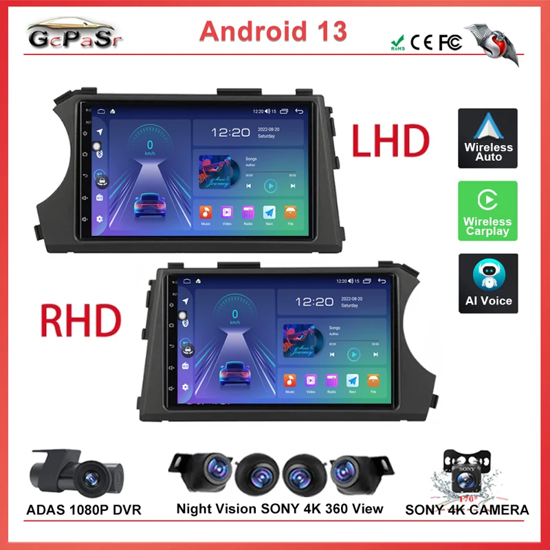 QLED Carplay Android13 Car For SsangYong Kyron Actyon 2005 - 2013 Auto Radio Multimedia Player GPS Navigation NO 2DIN DVD Dash