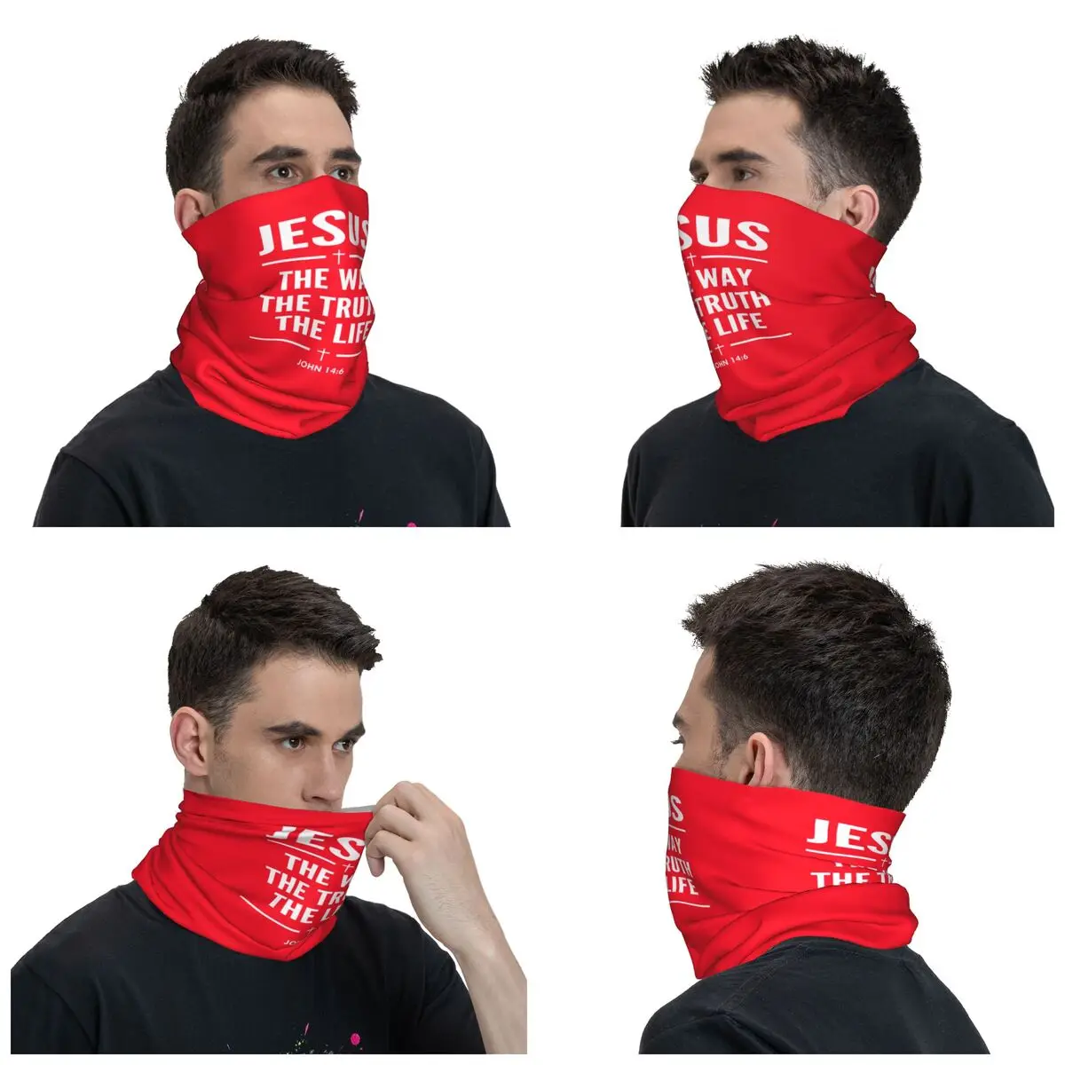 Custom Jesus Bandana Neck Gaiter UV Protection Face Scarf Cover Men Women Religion Cross Christian Faith Headwear Tube Balaclava