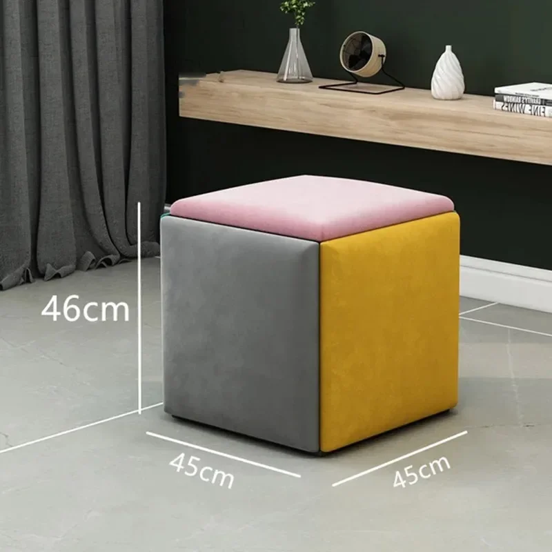 5 In 1 Sofa Stool Living Room Funiture Home Rubik's Cube Combination Fold Stool Iron Multifunctional Storage Stools Chair