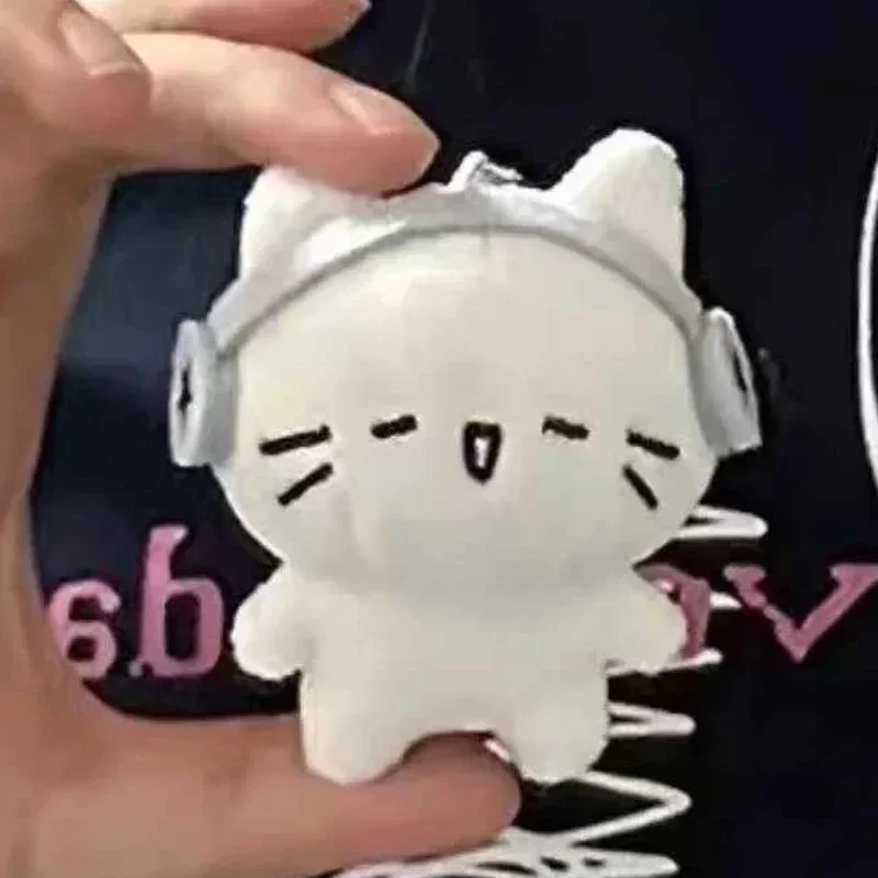 Cute Headphones Kitten Couple Keychain Mini Crying Cat Doll Plush Keyring Cartoon Dog Bee Bag Pendant Charms Backpack Decoration image 2