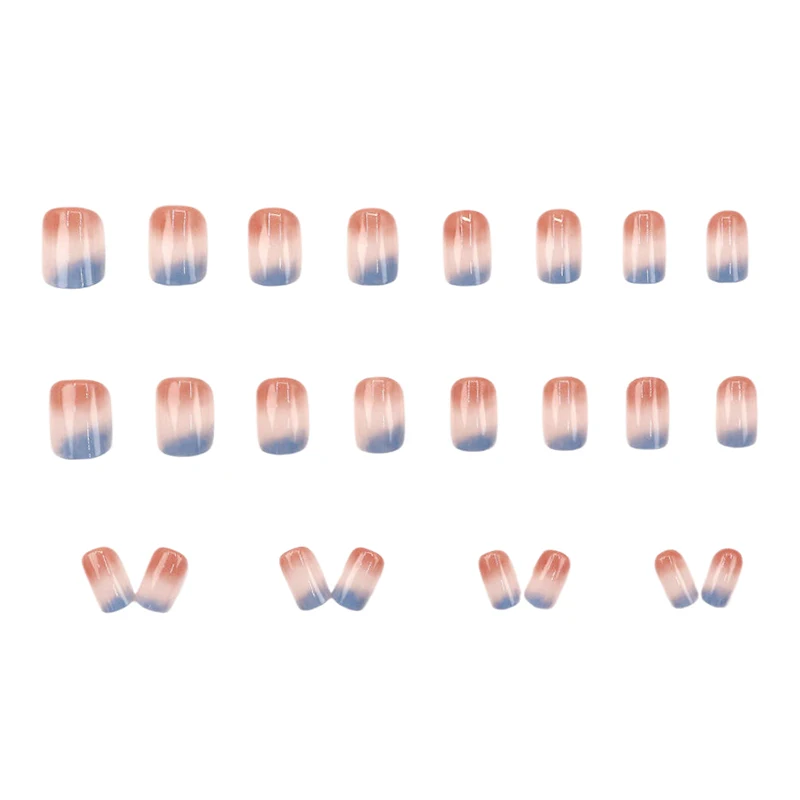 

24Pcs Fashion Morandi Smudge-colored Short Square False Nails W Jelly Adhesive Detachable Full Cover Artificial Press On Nails