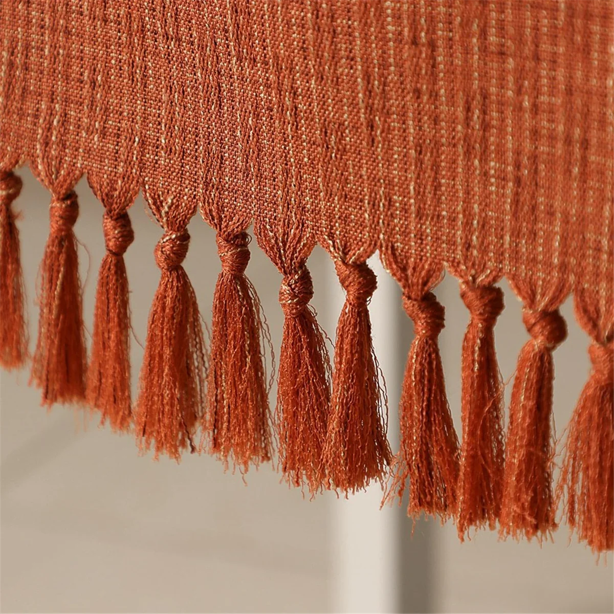 

Country Bohemian Table Runner Handmade Tassel Orange Table Runner Suitable for Home UseJKL