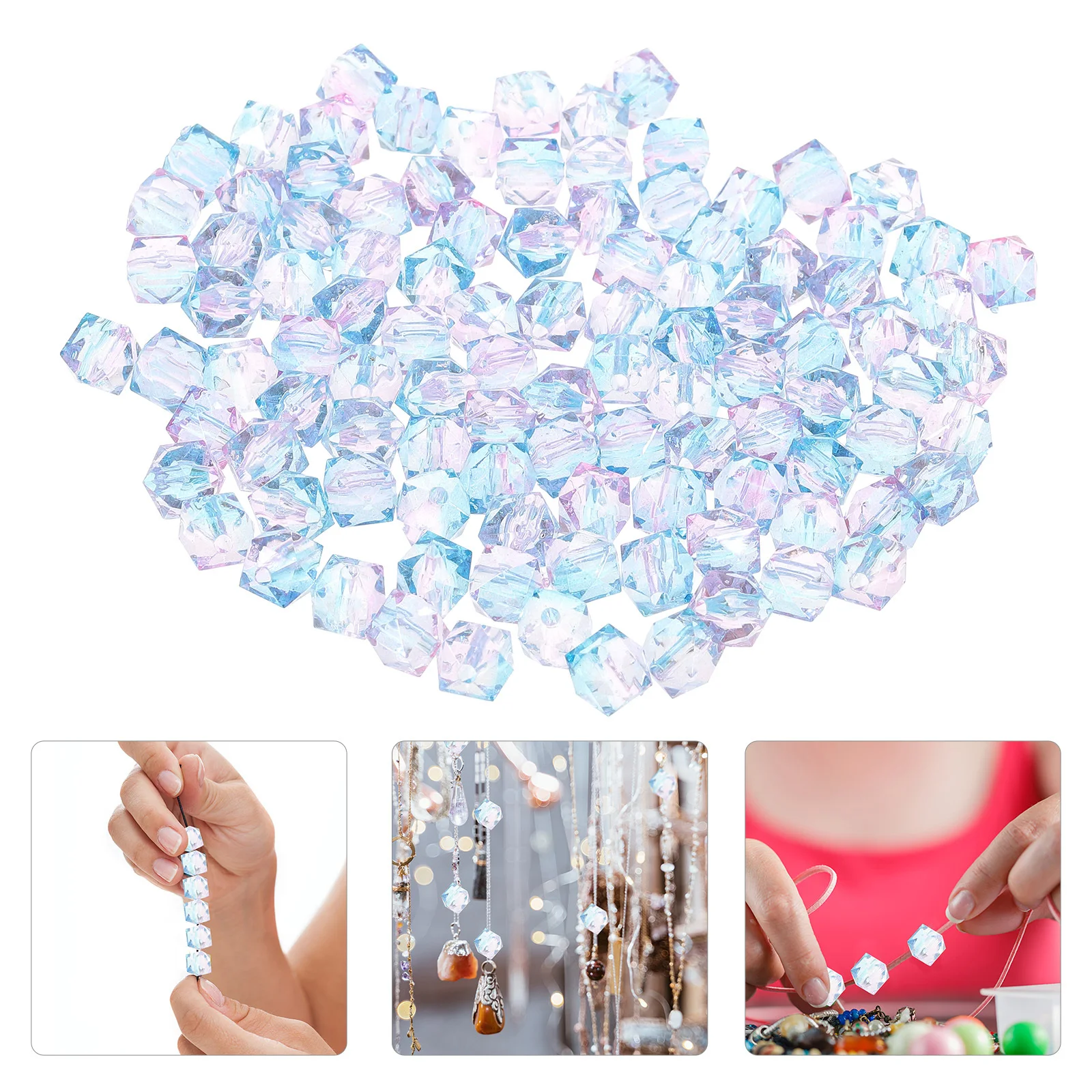 200 szt. Dwukolorowe koraliki akrylowe malowane natryskowo, geometryczne kształty, koraliki dystansowe do samodzielnego tworzenia biżuterii, do naszyjników, bransoletek, akcesoriów do włosów.