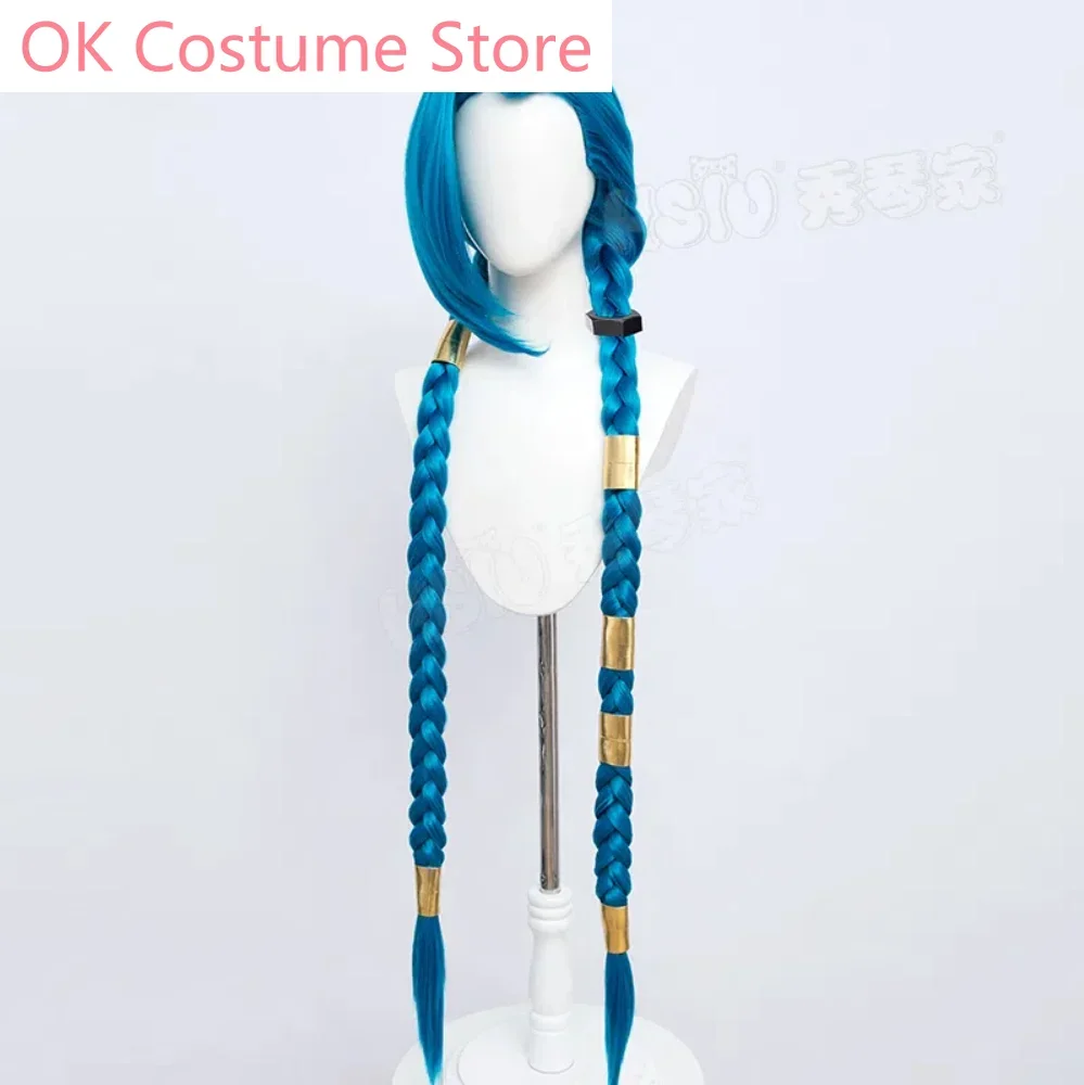 Lol Jinx Battle Of The Two Cities Wig 120cm Cosplay Costume Cos Game Anime Party Uniform Hallowen Play Role Clothes Clothing