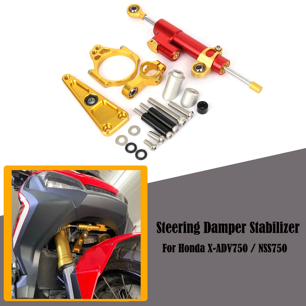 

Fiber Carbon Steering Damper Stabilizer Motorcycle For Honda NSS750 2021- X-ADV750 XADV 750 2017- Mount Bracket Support Kit