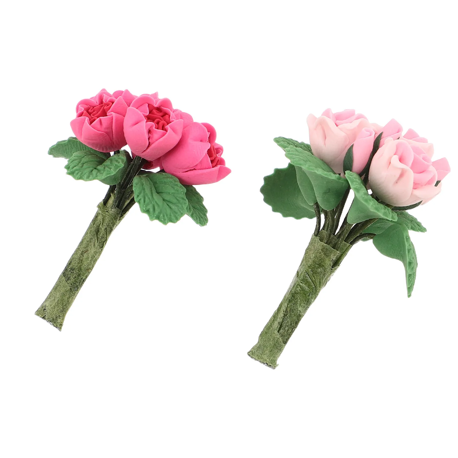 2 pcs Miniature Dollhouse Decor Halloween Christmas New Year Furniture Set Artificial Flowers Tiny Floral Arrangement Bouquet