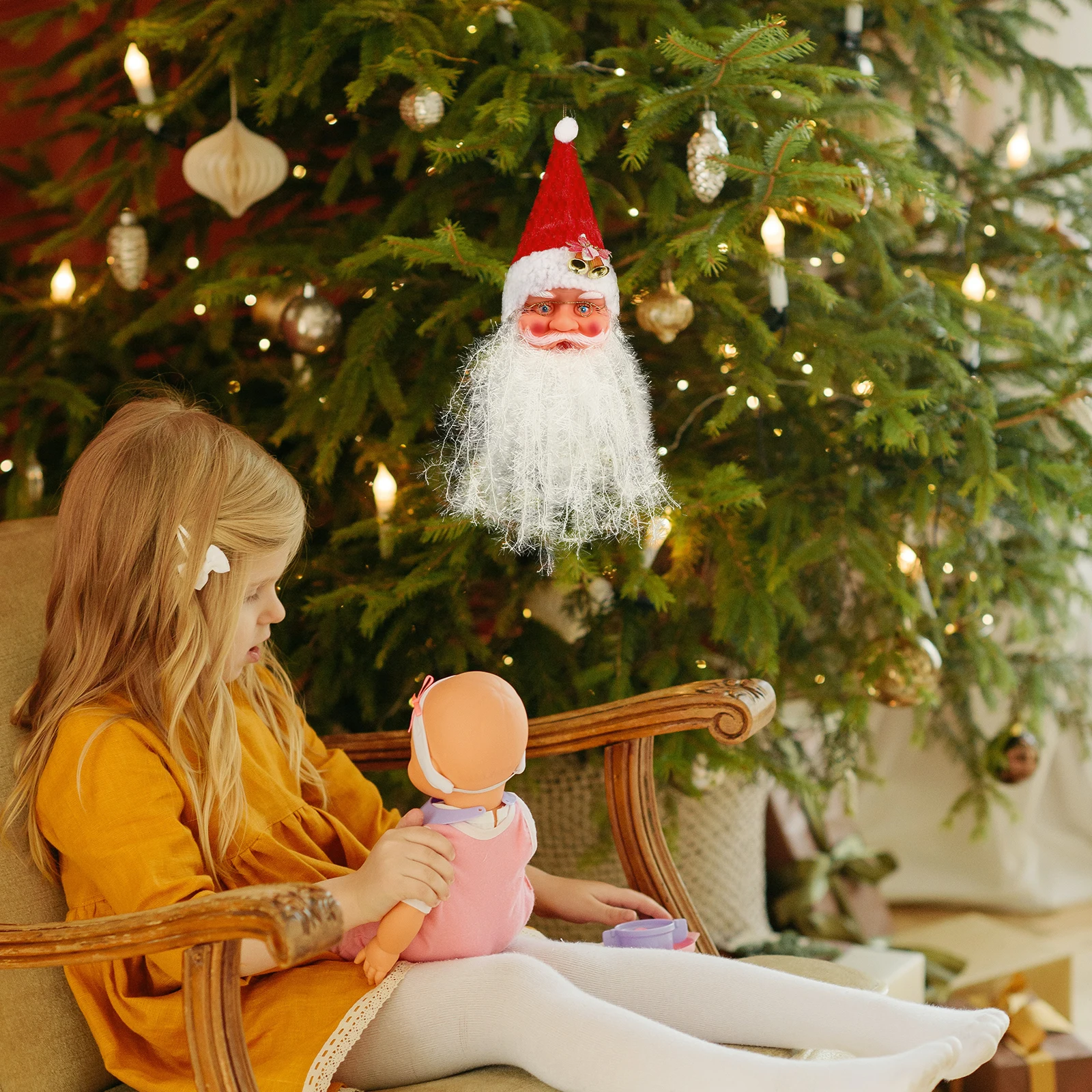 

3 Pcs Santa Beard Tree Hanging Decor Xmas naments Premium Material Use Kitchen Fireplace Home Party Atmosphere Unique