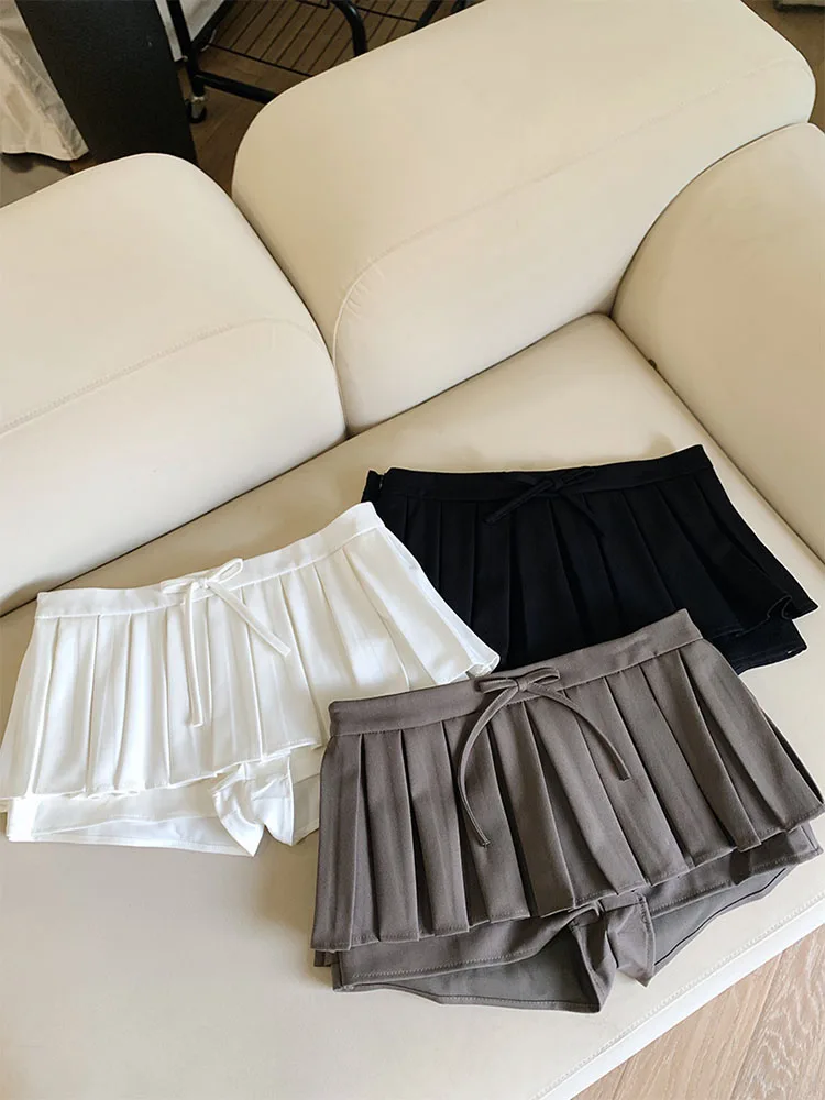 Fashion Simple Pleated Skirt Women Dropped Sexy Hot Girl Korean Streetwear Mini A-Line Skirt Stage Clothes American Retro Daily