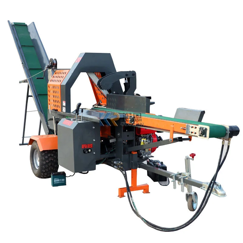 

New Commercial 20 Tons Gasoline Diesel Log Splitter Wood Processor With Hydraulic Horizontal Woodworking Forestry Machinery