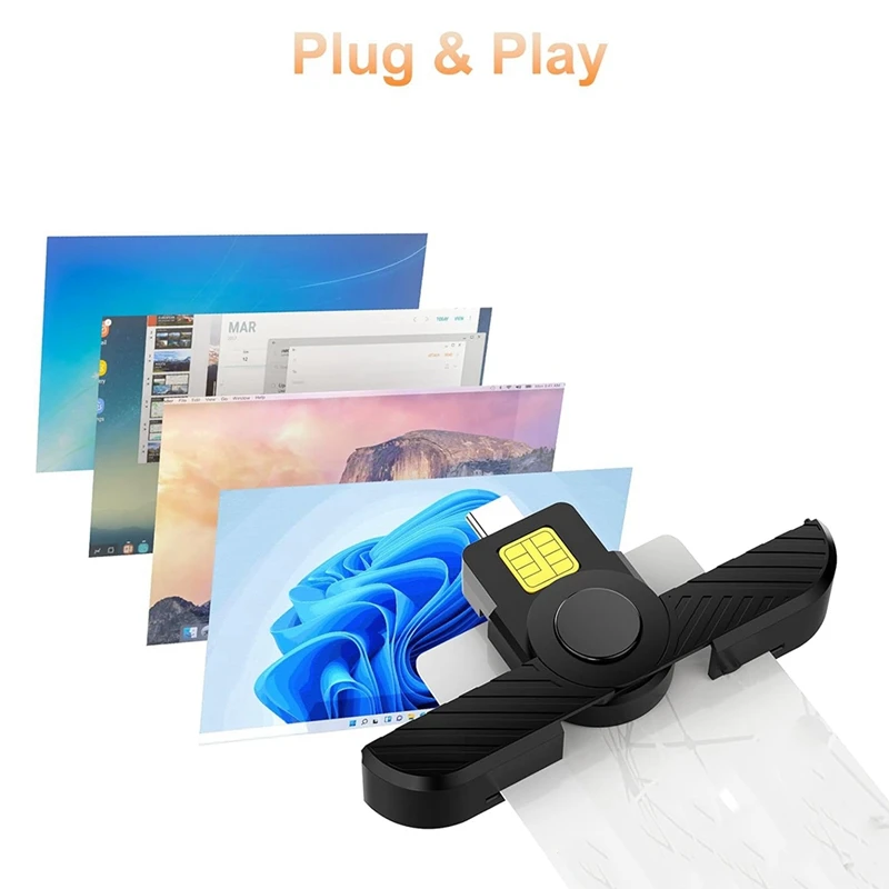 New USB C CAC Card Reader, Foldable CAC Reader USB C Secure Access For Ids And Smart Cards For Mac OS, Windows,Linux