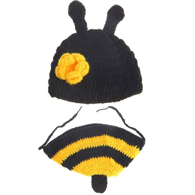 

Baby Knit Romper with Hat Overall Skin-friendly Woolen Newborn Photography Props 15UB