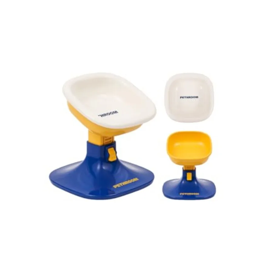 

Elevated Dog Bowl with Adjustable Stand Ceramic Pet Bowl for Dogs and Cats 4.5 7.4 in Height 0 22° Tilted Non-Slip Yellow and B