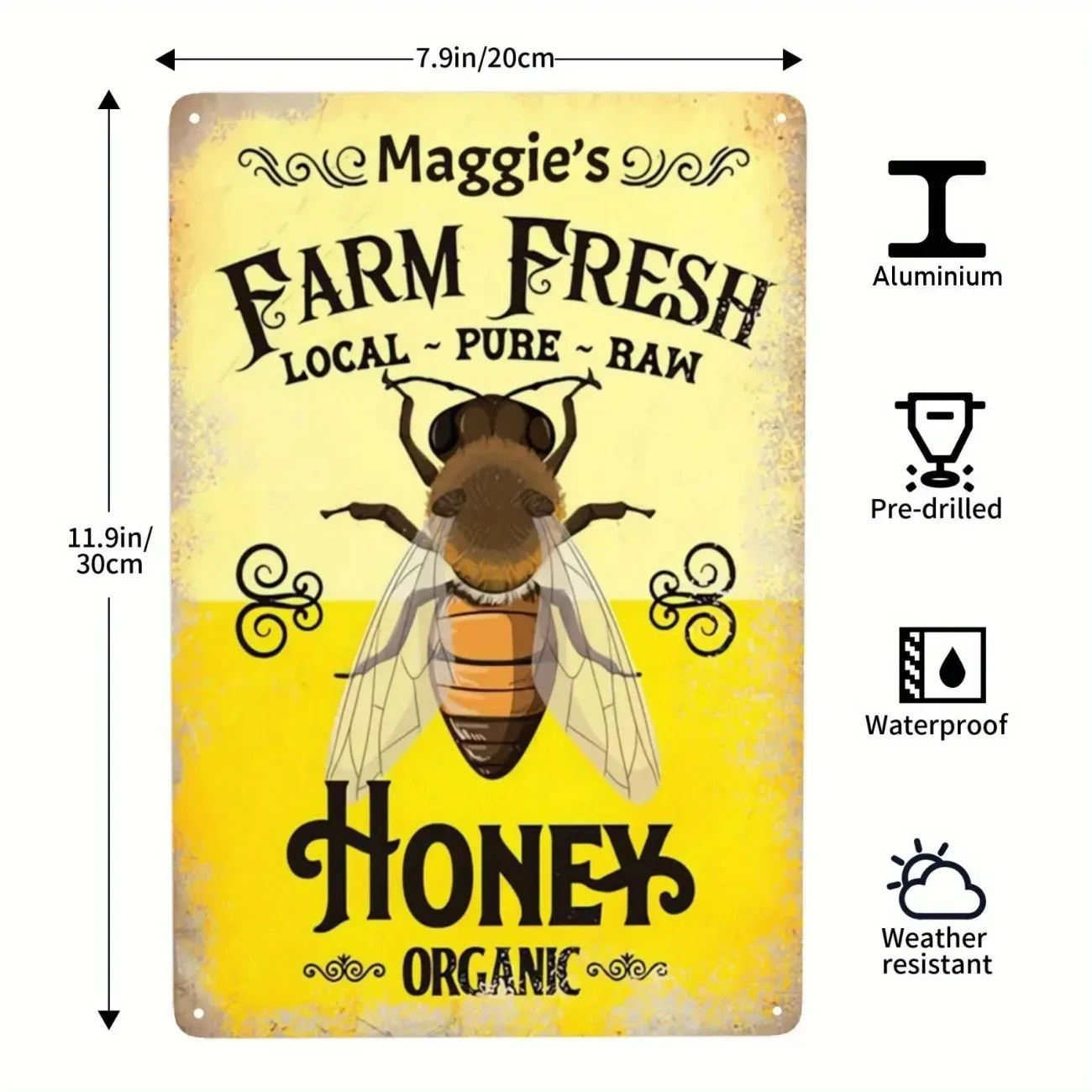 Custom Honey Bee Farm Aluminum Sign Personalized Name 1pc Garden Yard Wall Decor for Home Outdoor